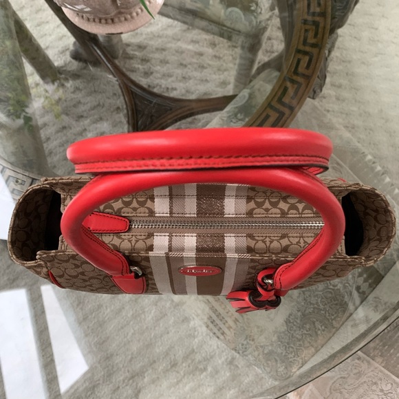 COACH SIGNATURE CANDACE STRIPE SATCHEL BAG!🧡🤎 - Picture 7 of 11
